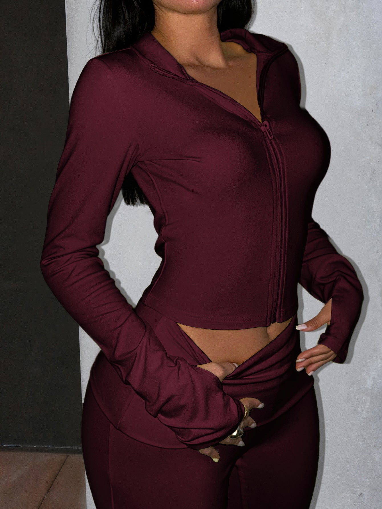 Yoga sports jacket tight pants set for women