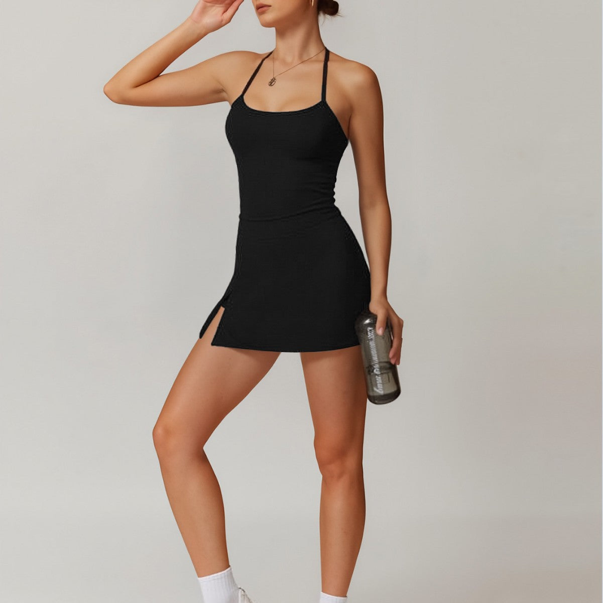 Sports Yoga Fitness Women's Split Tennis Skirt Set
