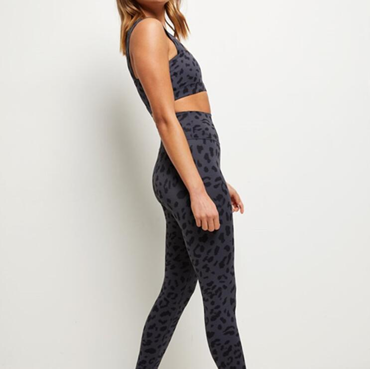 High Waist Women Seamless Yoga Pants Leopard   fitness jogging suit 2 pieces