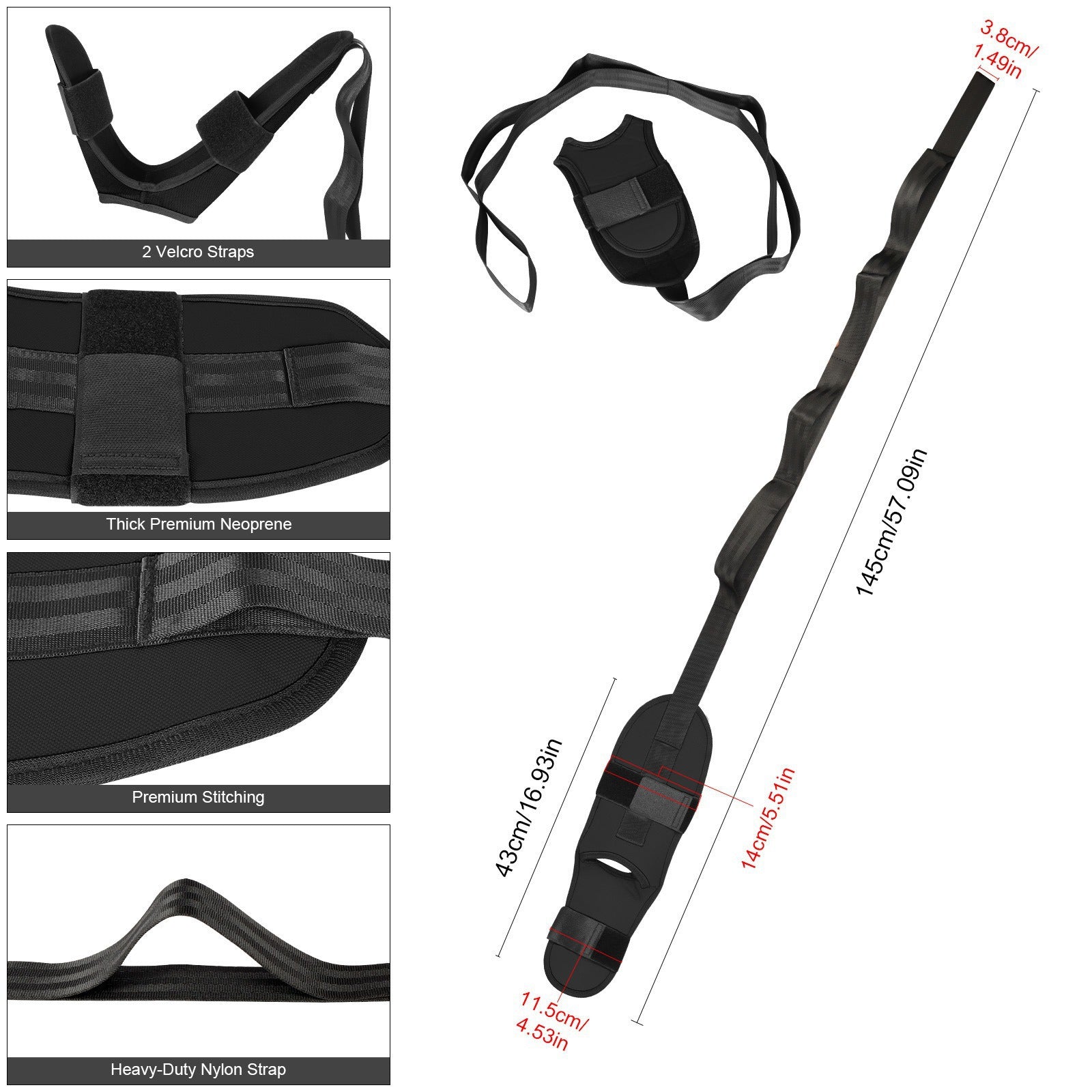 Yoga Stretching Band with Segmented Adjustment and Auxiliary Foot Stretching Band