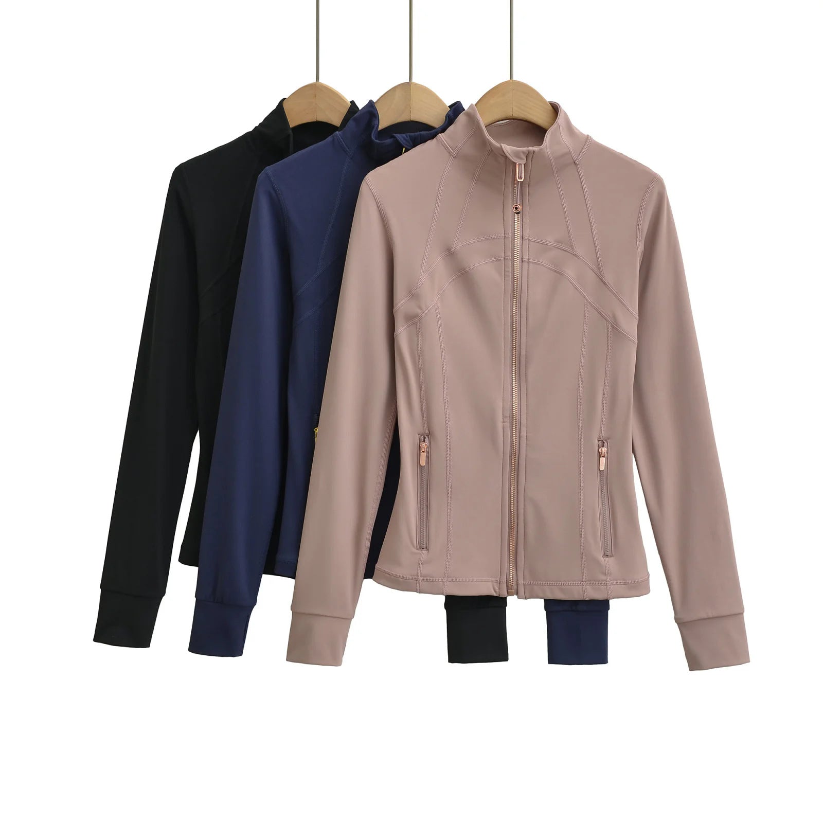Stand Collar Pink Regular Shoulder Fitted Yoga Jacket for Women Slimming Sport Sun Protection Cycling Jacket