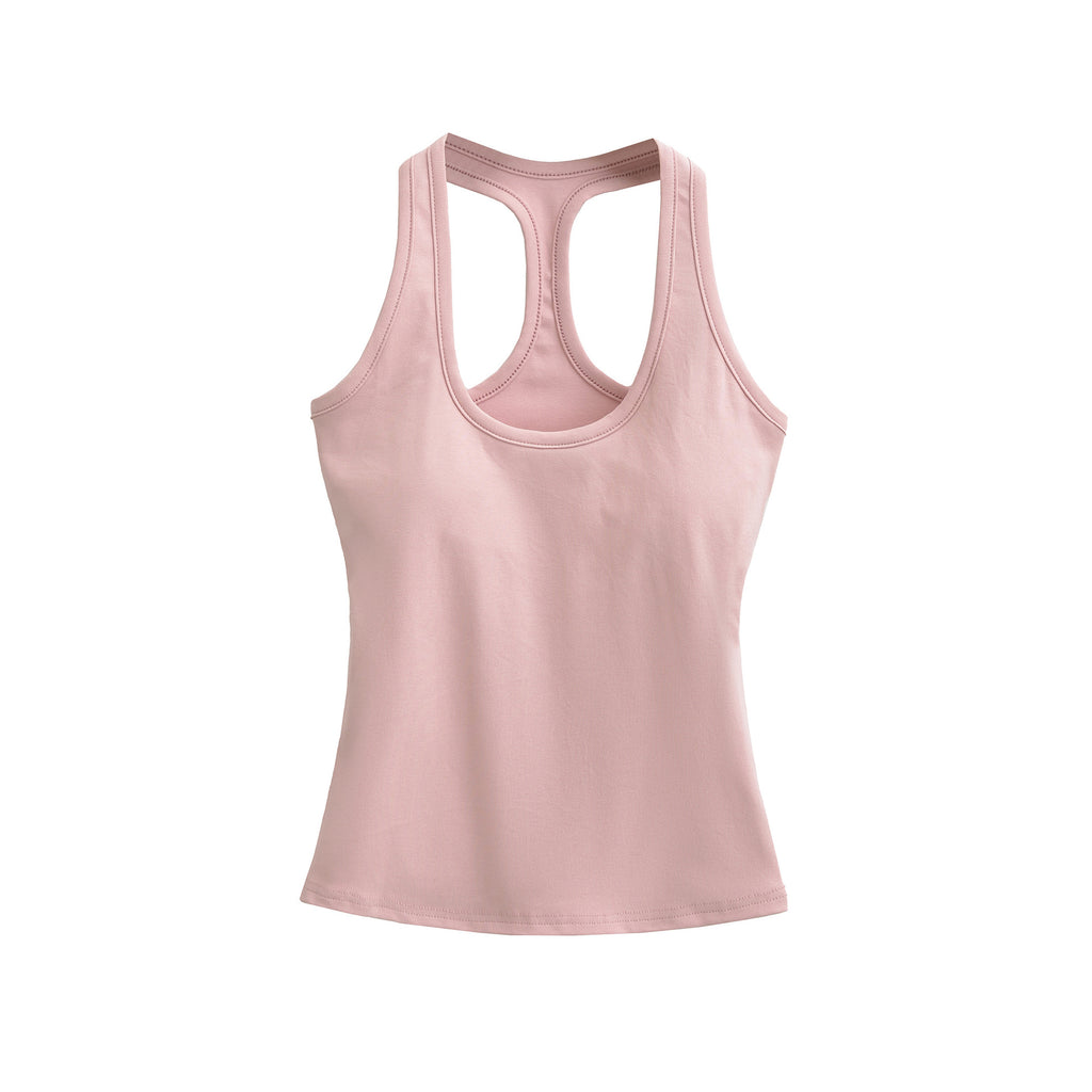 Workout Yoga Tank Top for Women with Padded Bra, Wearable as Outer or Inner Layer, Backless Design, Summer Strappy Top