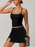 Sports Yoga Fitness Women's Split Tennis Skirt Set