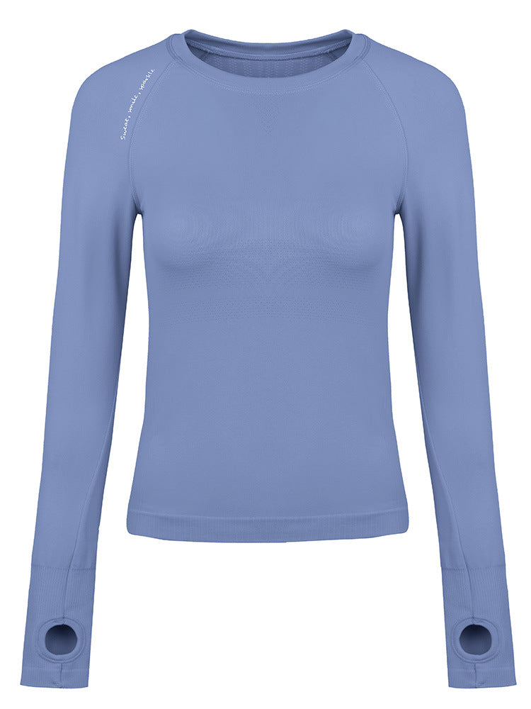 Seamless Skin-Friendly Fitness Top for Women, Round NeckQuick-Dry T-Shirt for Pilates, Fitted Running, Yoga Wear