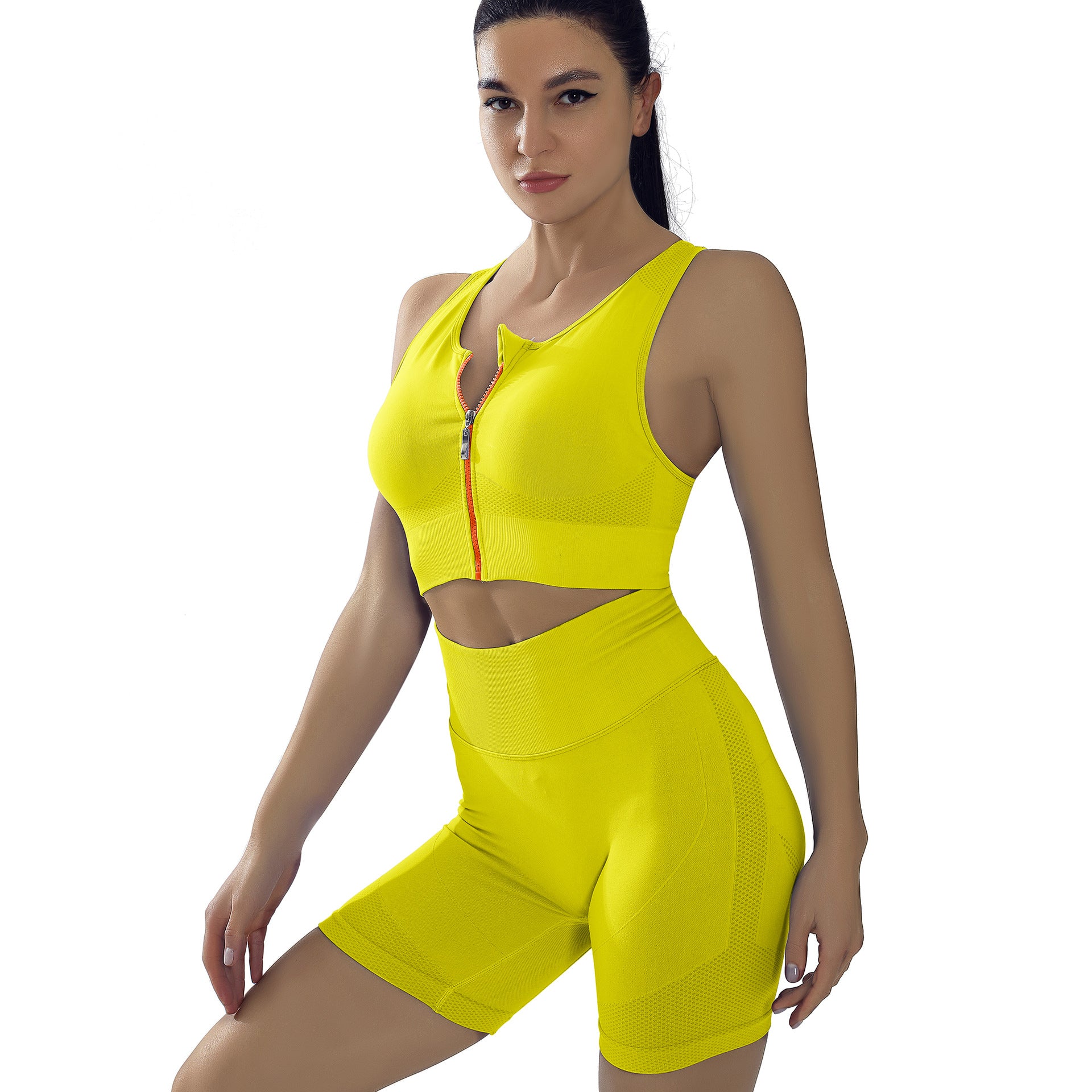 Women's High Strength Shockproof Beauty Back Yoga Bra Running Fitness Vest Sports Short Sleeve Two Piece Yoga Suit