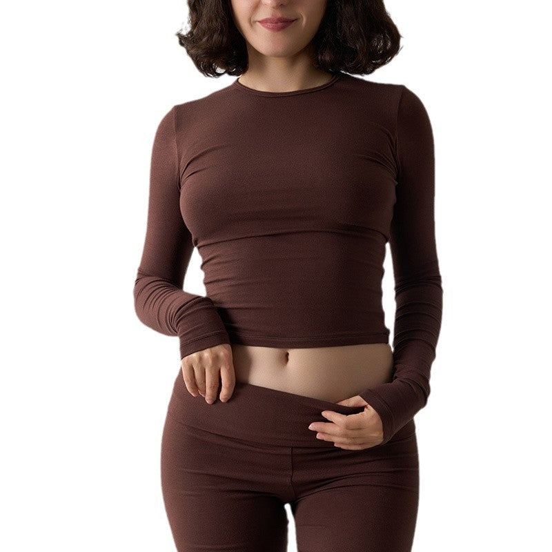 Cotton Jersey Long Sleeve T-Shirt for Home Wear and Yoga
