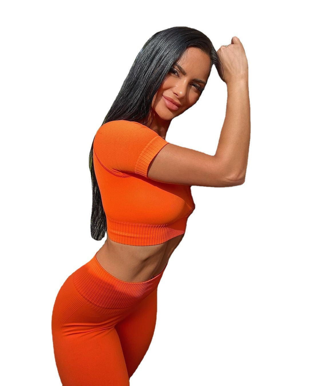 Tight and elastic yoga suit for women, abdominal tightening and hip lifting yoga set, seamless fitness suit