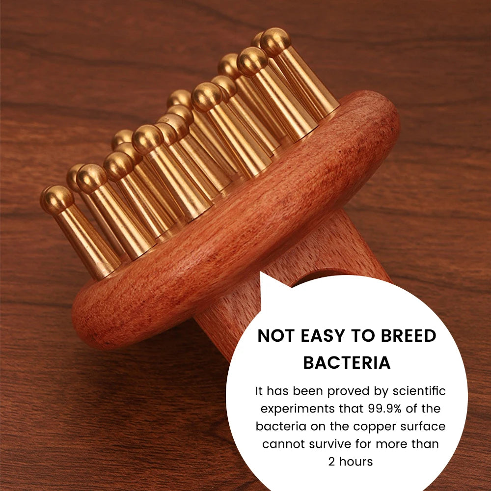 Copper Wood Head Meridian Massage Comb Gua Sha Massage Tool Body Wood Therapy Scalp Massage