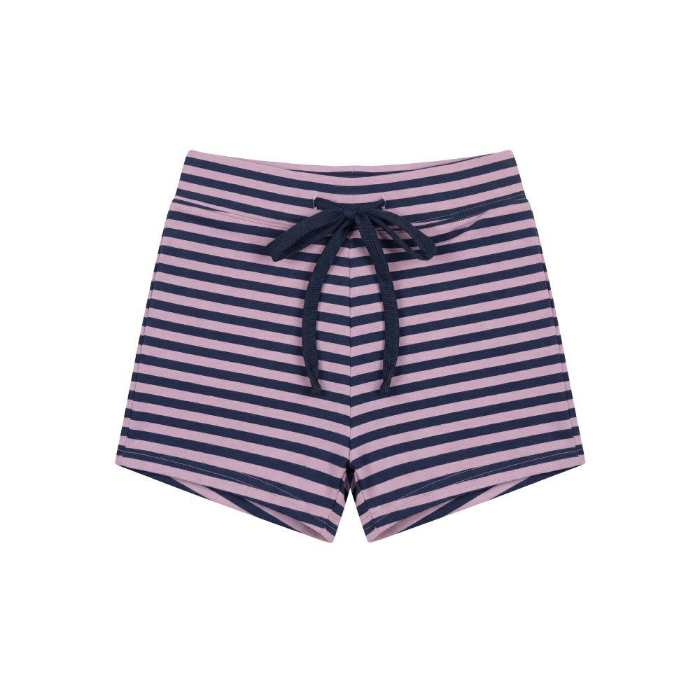 Straight Leg Yoga Casual Pants Women Sporty Chic Slimming Stripe Drawstring Shorts