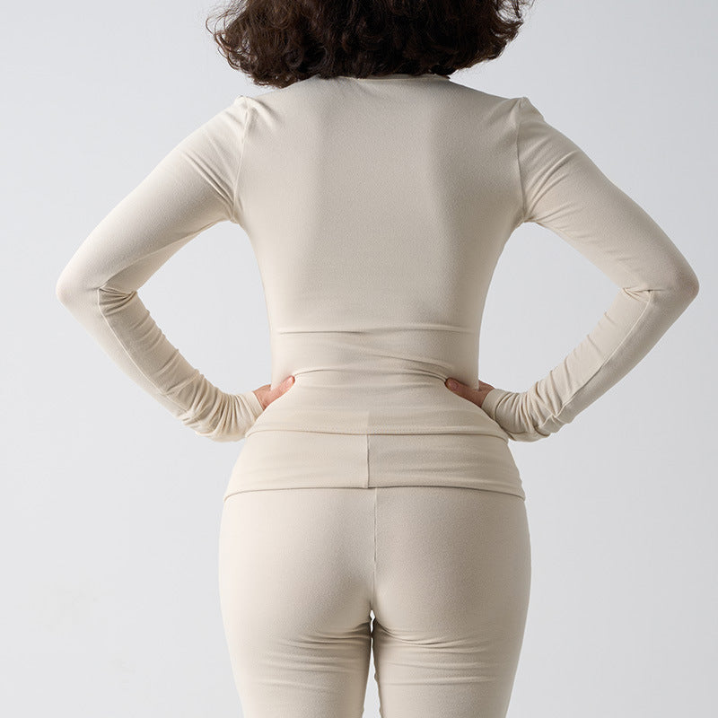 Cotton Jersey Long Sleeve T-Shirt for Home Wear and Yoga