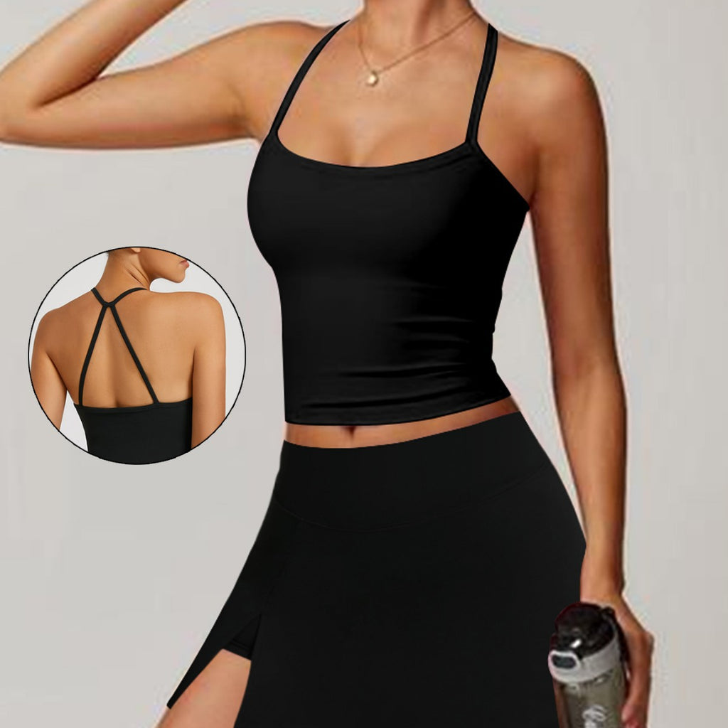 Sports Yoga Fitness Women's Split Tennis Skirt Set