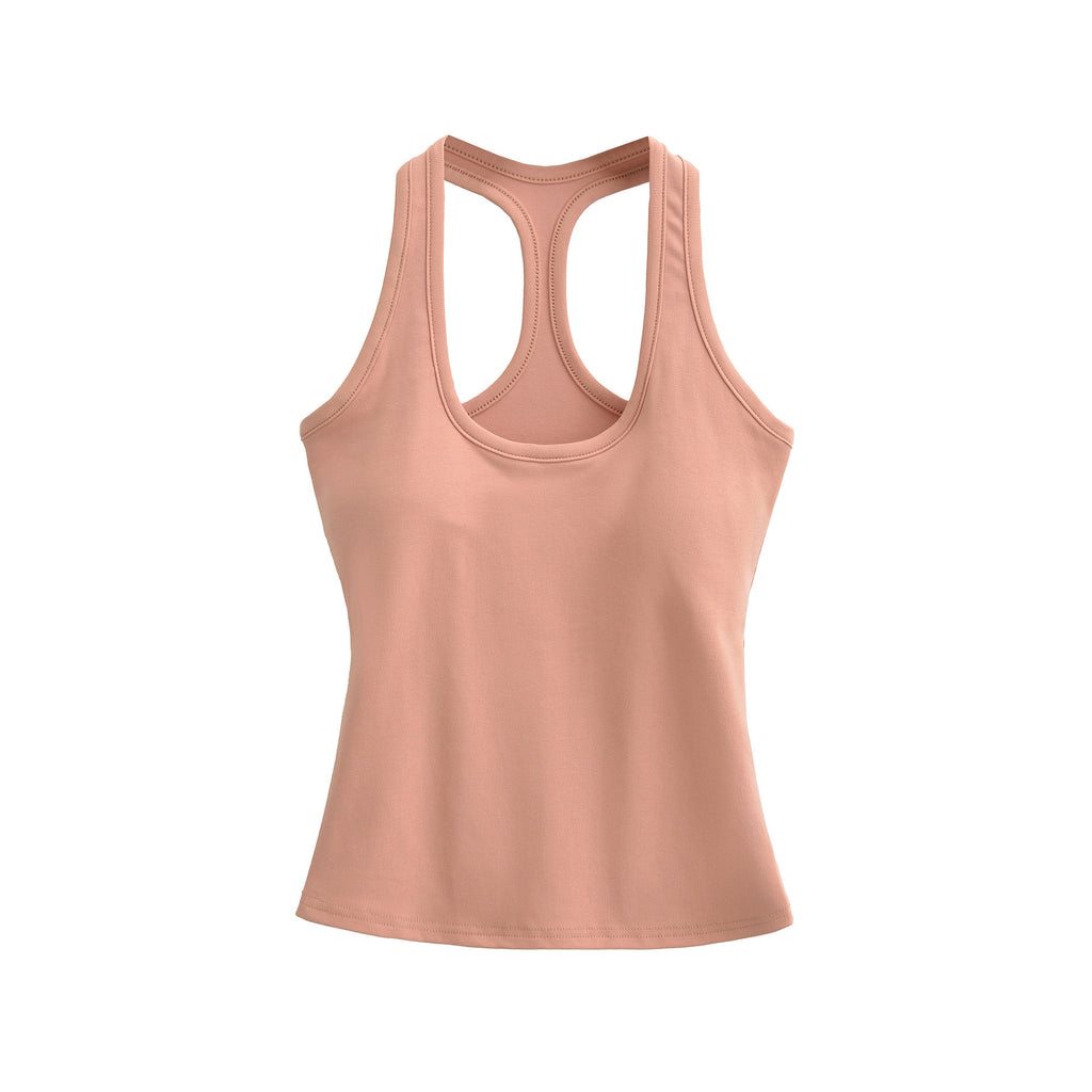 Workout Yoga Tank Top for Women with Padded Bra, Wearable as Outer or Inner Layer, Backless Design, Summer Strappy Top