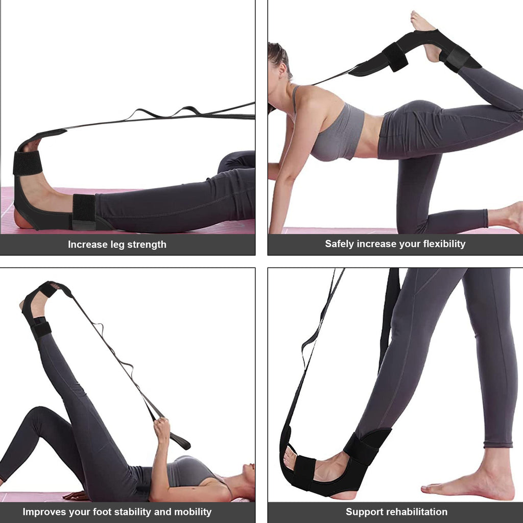 Yoga Stretching Band with Segmented Adjustment and Auxiliary Foot Stretching Band